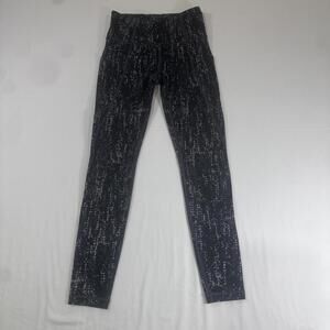 Athleta Women's Grey Black Dotted Ankle Leggings w/ Pockets Size XS